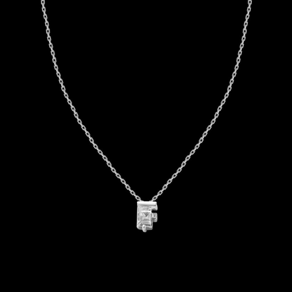 Crystal & Silvertone with Swarovski Alphabet Personalized Necklace -18" Letter-F